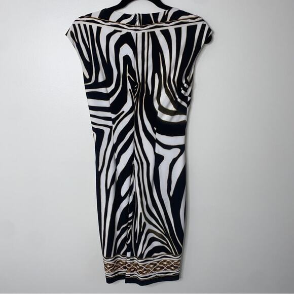 Vintage 90s y2k Cache Animal Zebra Print Sleeveless V-neck Mob Wife Mini Dress 4 - Picture 6 of 12